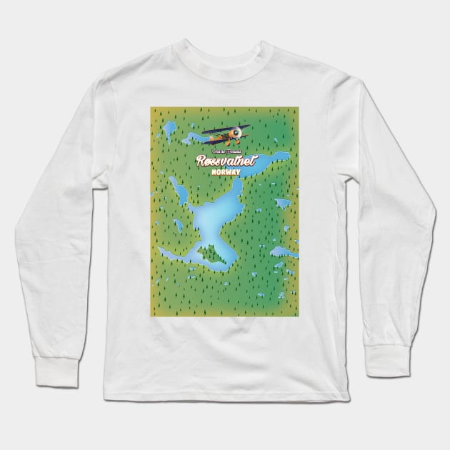 Røssvatnet Norway lake map Long Sleeve T-Shirt by nickemporium1